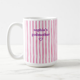 Caneca De Café Madrinha Listrada Rosa Personalizada