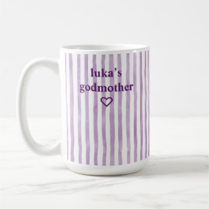Caneca De Café Madrinha Personalizada com Listras de Lavanda