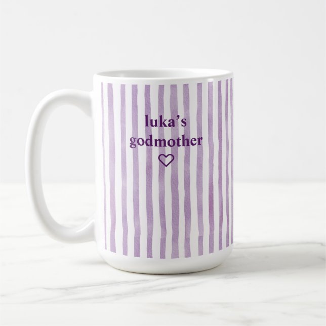 Caneca De Café Madrinha Personalizada com Listras de Lavanda (Esquerda)