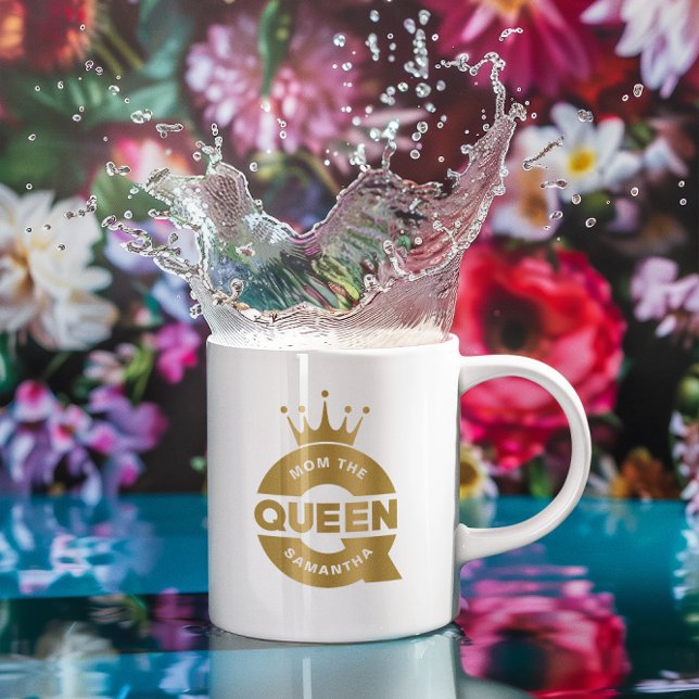 Caneca De Café Mãe A Rainha Dourada Tipografia Criativa (Criador carregado)