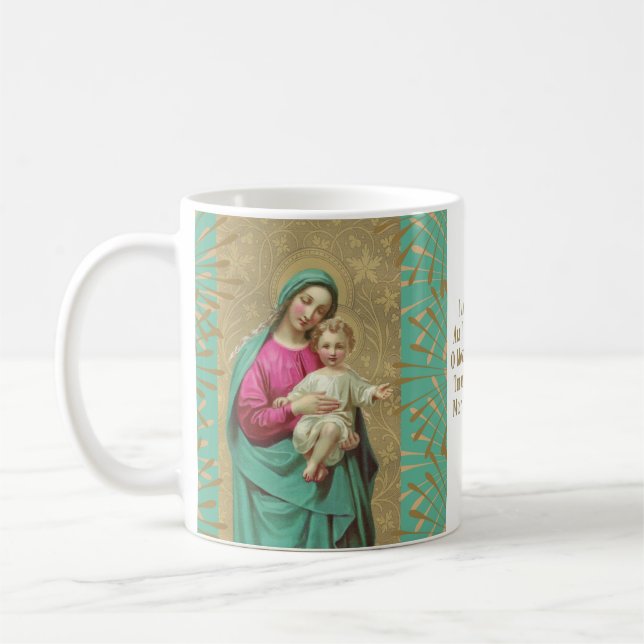 Caneca De Café Mãe abençoada segurando o filho Jesus rezando (Esquerda)