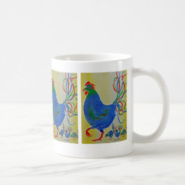 Caneca De Café Mãe Azul Louca Hen e Pintinhos Mug