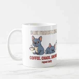 Caneca De Café Mãe Blue Frenchie Café Caos Design Ressona