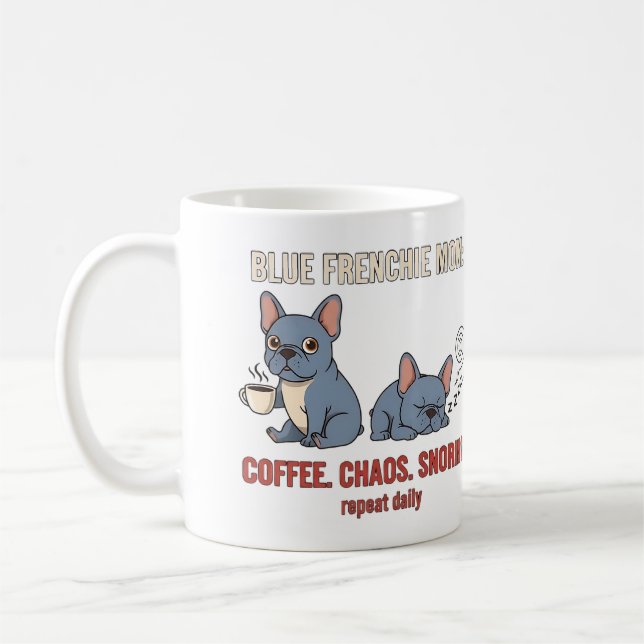 Caneca De Café Mãe Blue Frenchie Café Caos Design Ressona (Esquerda)
