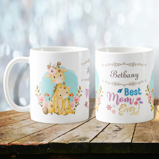 Caneca De Café Mãe Bonita, Menininho, Girafas Melhor Mãe Já Perso
