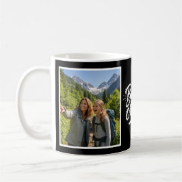 Caneca De Café Mãe Bonus Brush Script Duas Fotos Preto e Branco