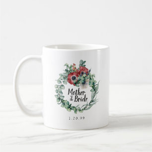 Caneca De Café Mãe Botânica Rústica Vermelha Floral da Noiva
