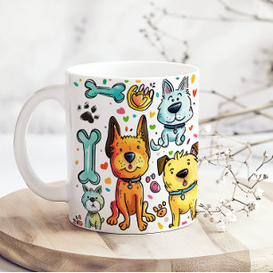 Caneca De Café Mãe Cachorra de Desenho Animado Fofo e Divertido