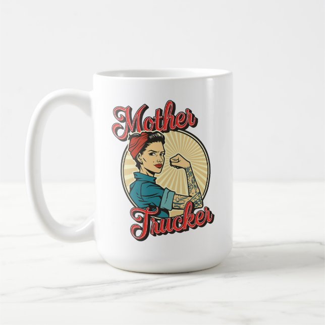 Caneca De Café Mãe Caminhoneira Rosie-Inspirada Poder & Orgulho (Esquerda)