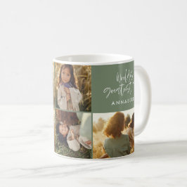 Caneca De Café Mãe Colagem fotográfica sage dia de as mães verde 