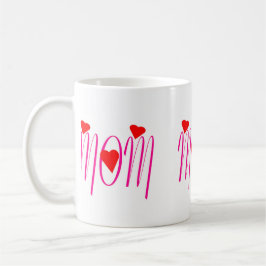 Caneca De Café Mãe com Corações Vermelhos