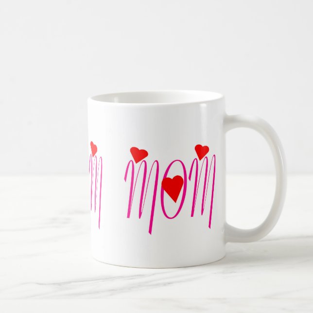 Caneca De Café Mãe com Corações Vermelhos (Direita)