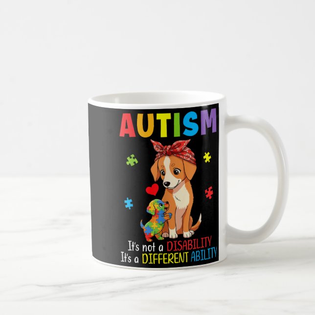 Caneca De Café Mãe Consciente do Autismo Cachorro Habilidade Dife (Direita)
