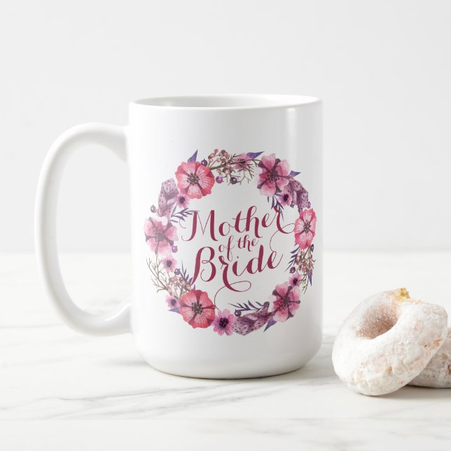 Caneca De Café Mãe da Mug Floral de Casamento Rosa-Rosa-Noiva (Com Donut)