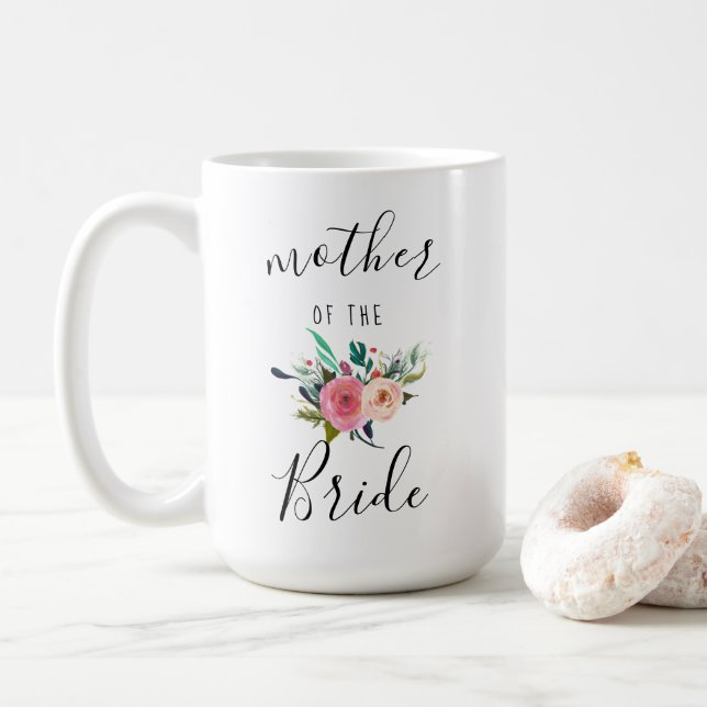 Caneca De Café Mãe da Noiva Gift Floral Chic 15oz (Com Donut)
