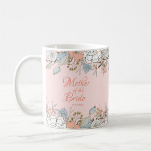 Caneca De Café Mãe da Noiva Rosa Moderno Floral Casamento