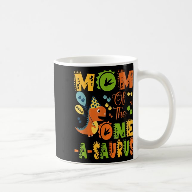 Caneca De Café Mãe Da Parte Do Dinossauro primeiro aniversario De (Direita)