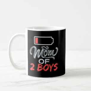Caneca De Café Mãe de 2 rapazes Mamães engraçadas Bateria Baixa