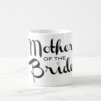 Caneca De Café Mãe de Bride - Script Retro Preto em Branco