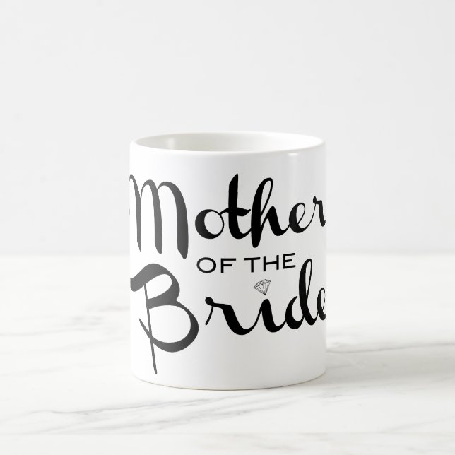Caneca De Café Mãe de Bride - Script Retro Preto em Branco (Centro)