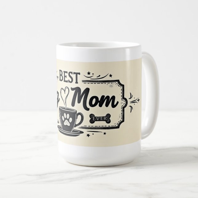 Caneca de Café Mãe de Cachorro – 15 oz Estilo Café (Frente Esquerda)