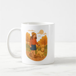 Caneca De Café Mãe de Cachorro Fofo Passeando o Filhote na Flores