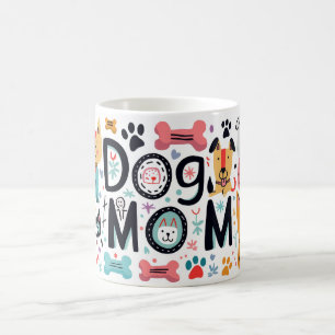 Caneca De Café Mãe de Cachorro Moderno Laranja e Rosa