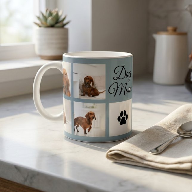 Caneca De Café Mãe de Cachorro Pegada da Pata Oito Fotos Personal (Criador carregado)