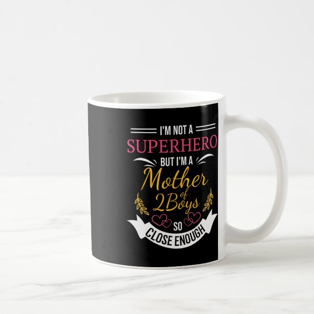 Caneca De Café Mãe De Dois Rapazes Engraçados Por Mãe Com Dois Fi (Direita)