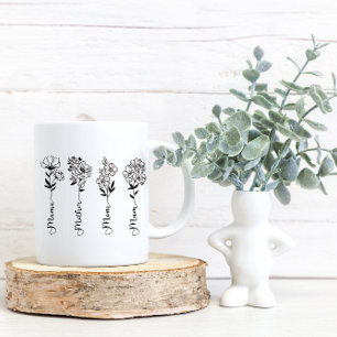 Caneca De Café mãe de flor silvestre minimalista