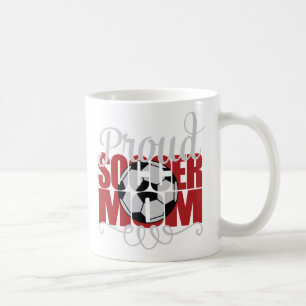 Caneca De Café Mãe de futebol orgulhoso em vermelho