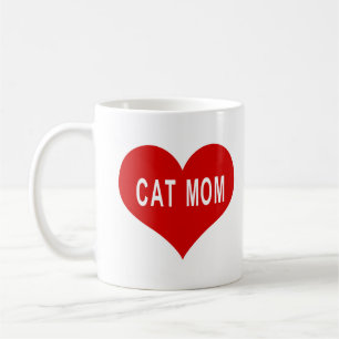 Caneca De Café MÃE DE GATO Coração Vermelho de Amor