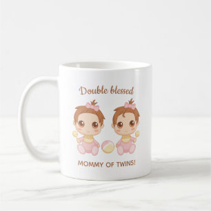 Caneca De Café Mãe de Gêmeas Meninas Café Mug