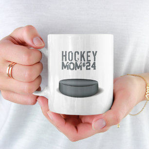 Caneca De Café Mãe de jogador de hóquei número fofo simples