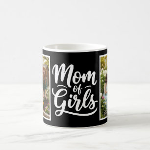 Caneca De Café Mãe de Meninas Brush Script 2 Foto Preto e Branco