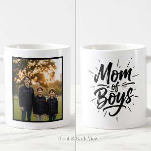 Caneca De Café Mãe de Meninos Script Brush Personalizado 1 Foto