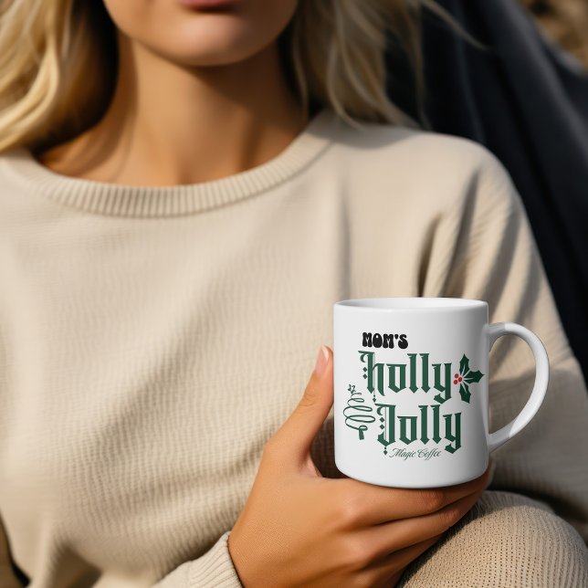 Caneca De Café Mãe de Natal HOLLY JOLLY Red/Green Magic (A Sweet Design For Mom)