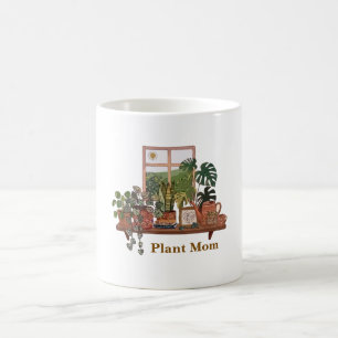 Caneca De Café Mãe de Planta Boho Jardim Interno Aquarela
