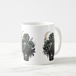 Caneca De Café Mãe de Planta Góthica Monstera Lua Crescente Plant