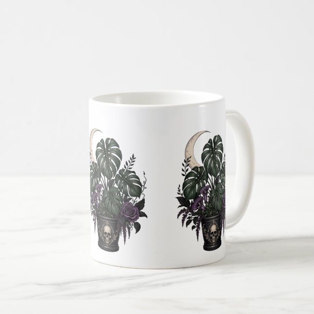 Caneca De Café Mãe de Planta Góthica Monstera Lua Crescente Plant (Frente Esquerda)