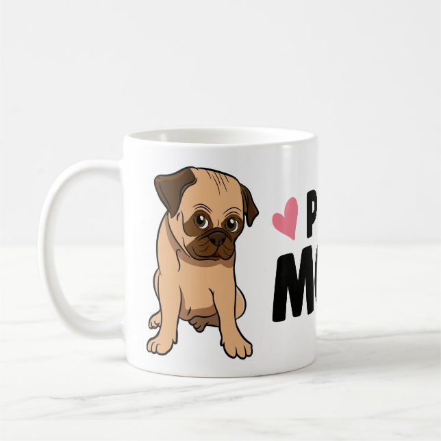 Caneca De Café Mãe de Pug Fofa Cartoon Cachorro Pugs (Esquerda)
