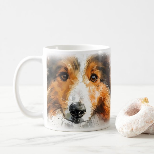 Caneca De Café Mãe de Sheltie (Com Donut)