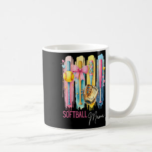 Caneca De Café Mãe de Softball Coquette Pincelada Divertida Dia d