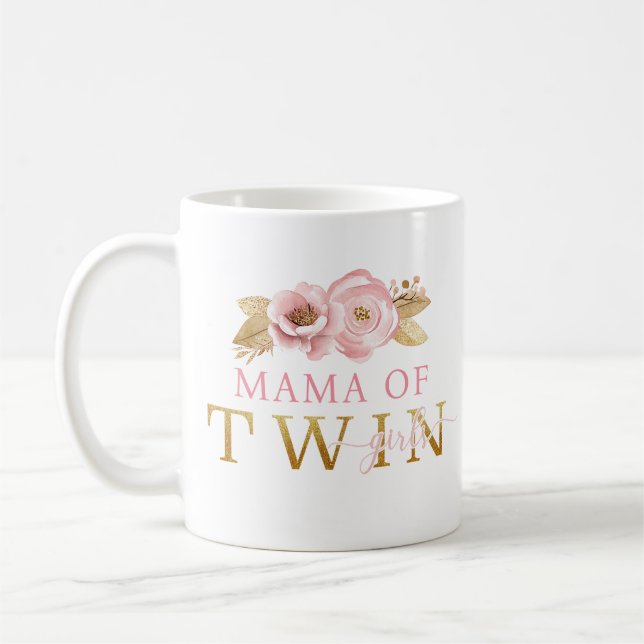 Caneca De Café Mãe de Twin Girls Floral Coffee Mug (Esquerda)