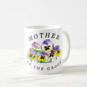 Caneca De Café Mãe do Casamento vintage Floral do Groom Pansies