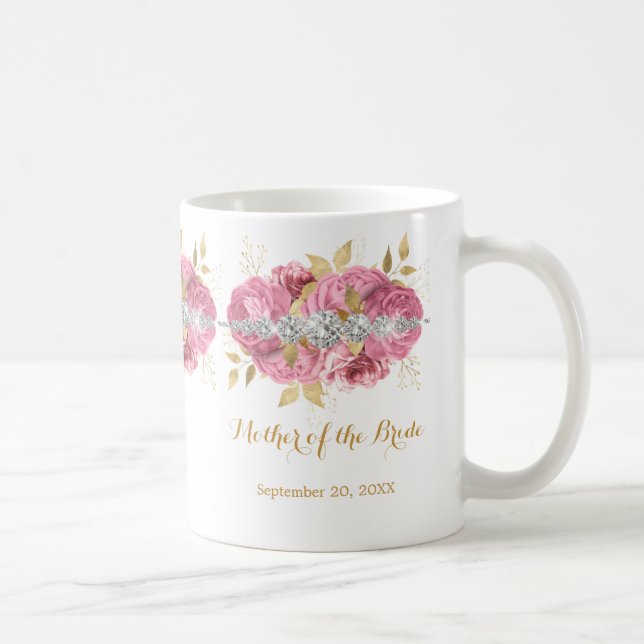 Caneca De Café Mãe do Dourado Coff Floral Rosa-Rosa-Rosa-Bride (Direita)