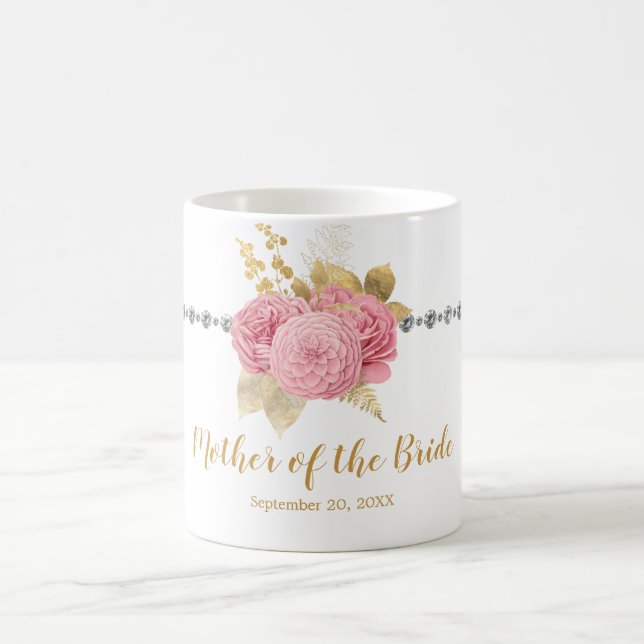 Caneca De Café Mãe do Dourado Floral Rosa-Rosa-Bride (Centro)