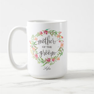 Caneca De Café Mãe do Groom, Caligrafia, Terra Floral-6