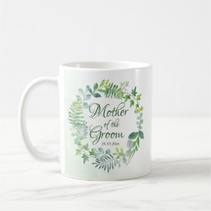 Caneca De Café Mãe Do Groom Greenery Wreath Watercolor