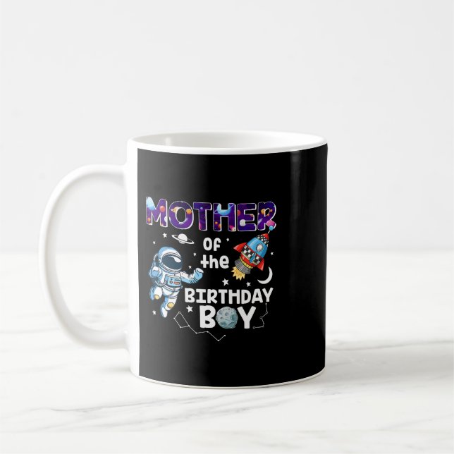 Caneca De Café Mãe Do Tema Espacial Do Astronauta De Aniversário (Esquerda)